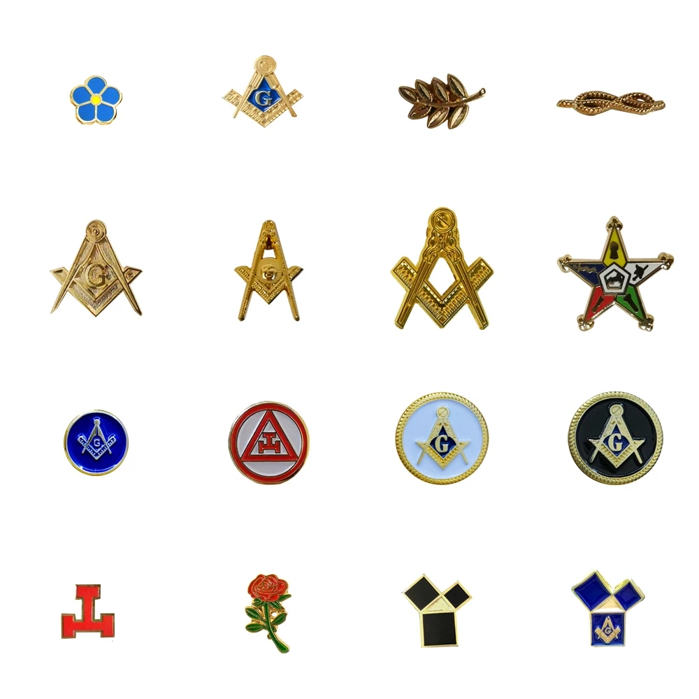 Masonic Logo Customized Design Gold Plated Chinese Factory Wholesale Hot Sale Enamel Lapel Pin Custom Metal Badges