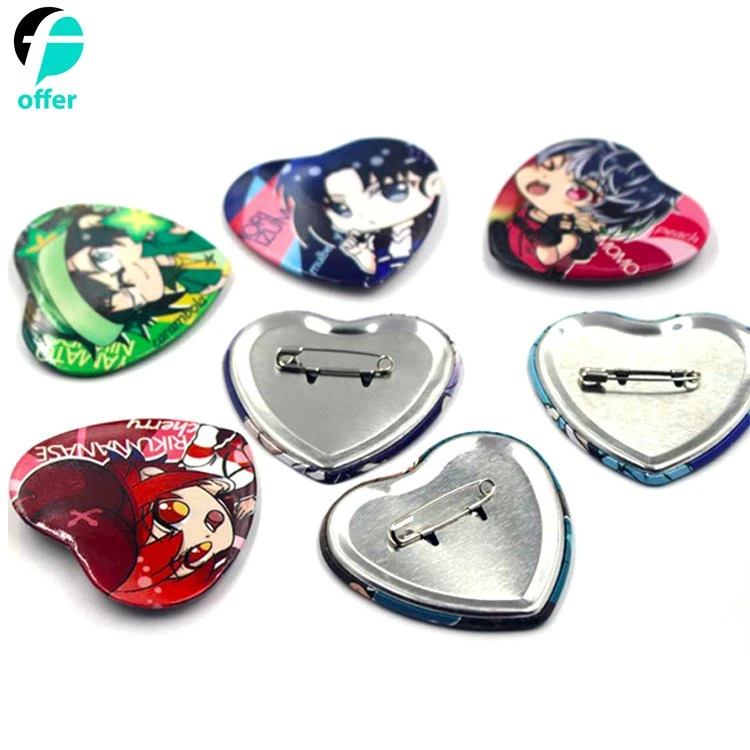 Promotional Gifts Heart Shape Custom Logo Pin Button Badge