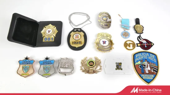 China Custom Metal 3D Gold Silver Esmalte Impressão Bordado Polícia Militar Exército Marinha Troféu Troféu Prêmios Ombro Braço Peito Bandeira Lapela Pin Distintivo