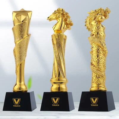 Troféu e medalhas de ouro da Copa esportiva de metal 3D personalizada