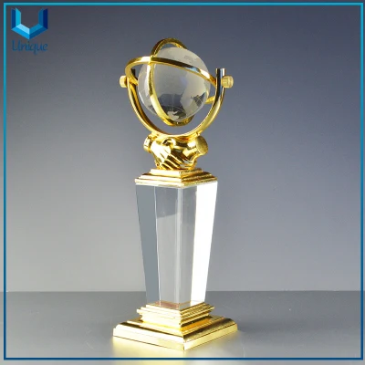 Troféu Prêmio de Honra Globo de Cristal + Metal de Alta Qualidade Personalizado para Presentes Promocionais