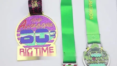 Promoção Running Finisher Fun Run Champion Custom Sport Alloy Metal Esmalte 3D Raised Logo Competition Medallas Medals with Medal Ribbons