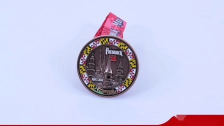 Nova medalha de troféu de esportes de corrida de maratona de prata 3D de metal